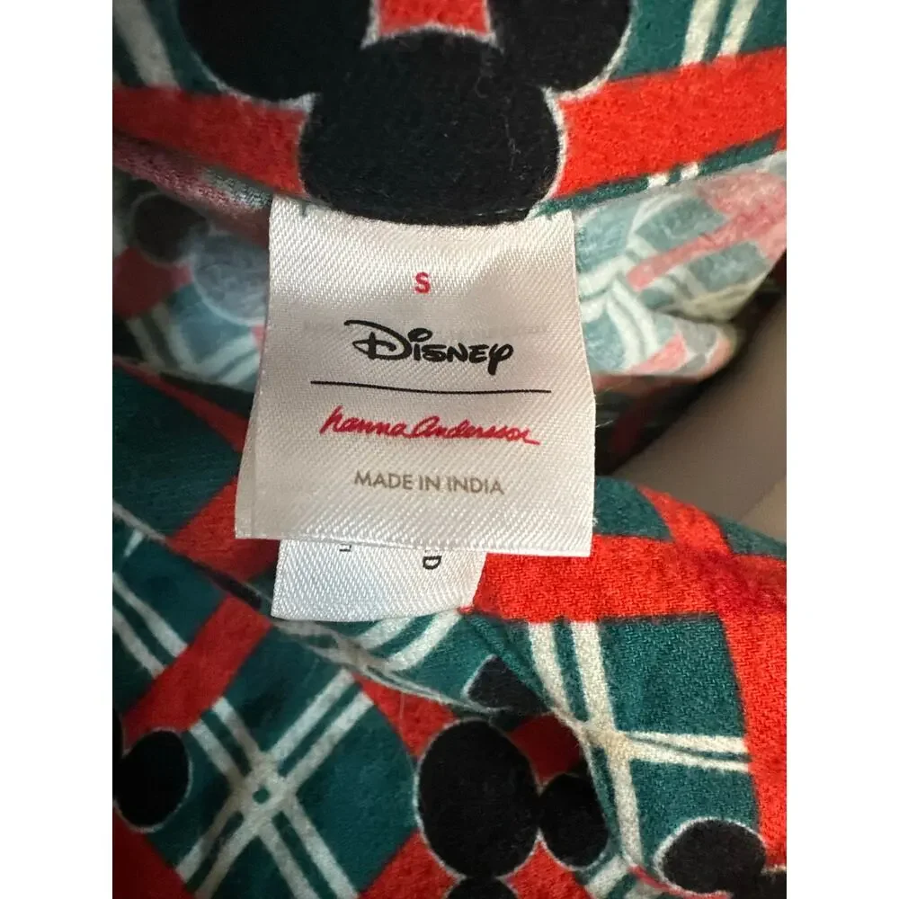 EUC Hanna Andersson Disney Mickey Mouse Holiday Flannel  Nightshirt Dress Sz S